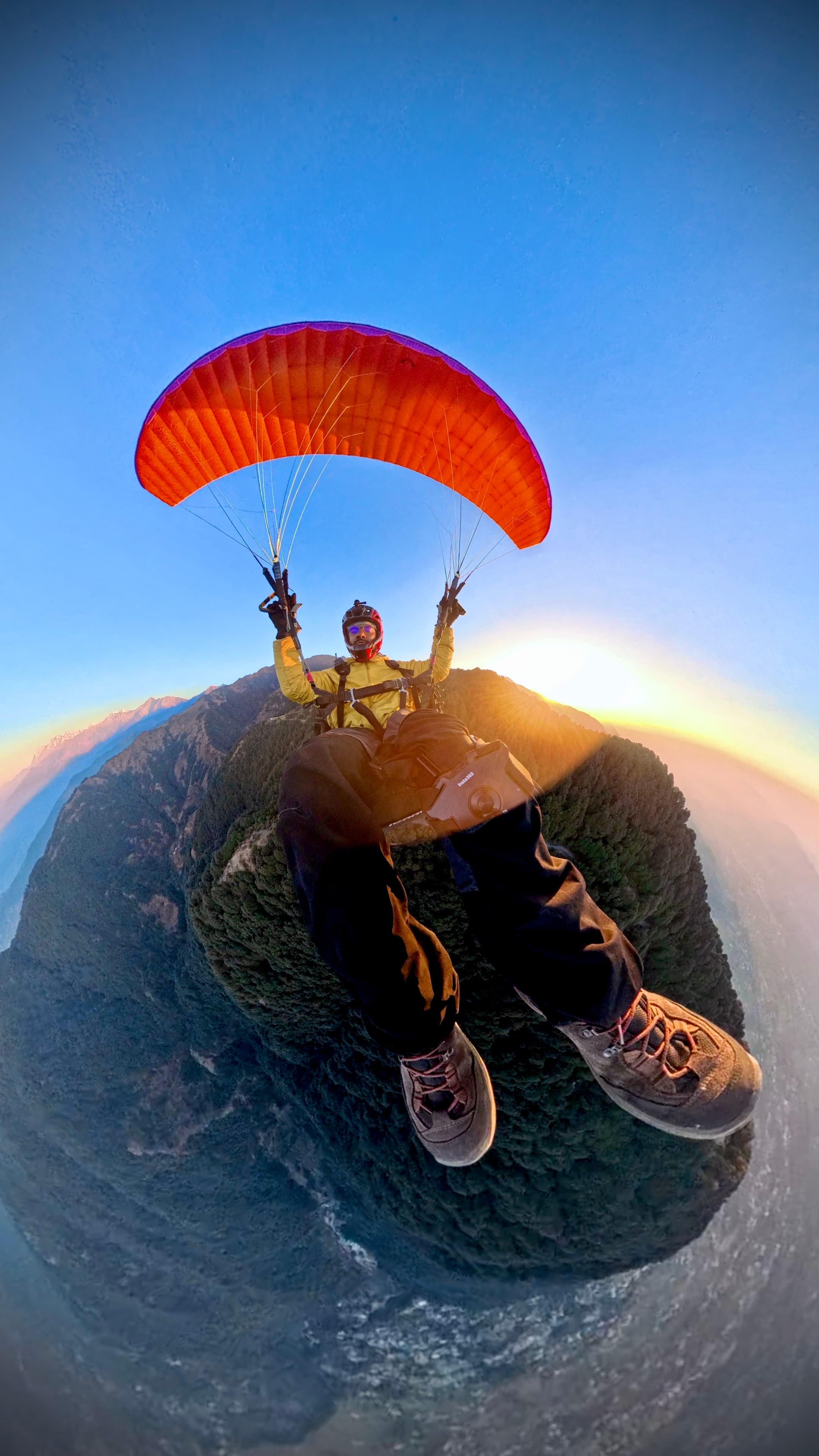 Paragliding over mountains
